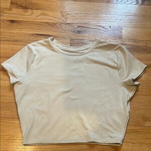Hollister Cream Tan Fitted Crop T-Shirt